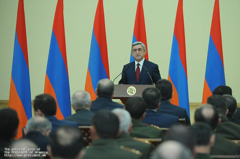 Поздравительное послание президента РА в связи с 20-летием Вооруженных сил Республики Армения