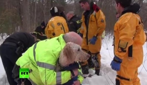 Մասաչուսեթսում փրկել են սառցե գետն ընկած շանը