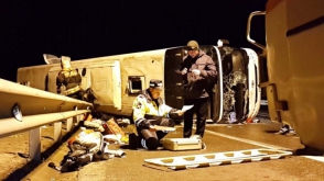 Новые кадры с места ДТП с автобусом рейса Москва-Ереван