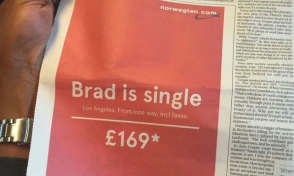 «Բրեդը միայնակ է». նորվեգական ավիաընկերության կրեատիվ գովազդը