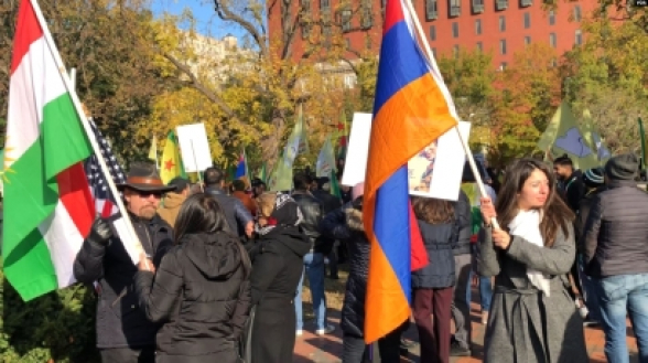 Սպիտակ տան մոտ բողոքի ցույց է իրականացվել՝ ընդդեմ Էրդողանի այցի (տեսանյութ)