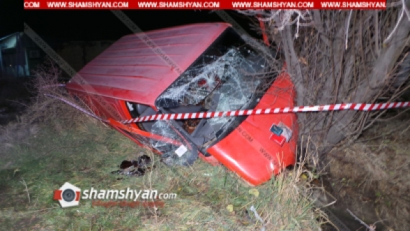 Արմավիրի մարզում 44-ամյա վարորդը Ford Transit-ով տապալել է մի քանի գազասյուներ և կիսակողաշրջված վիճակում բախվել ծառին (տեսանյութ)