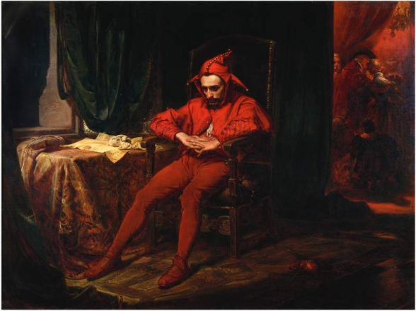 Օ՜, որքան խեղճ է ծաղրածուն՝ թիկնած արքայի գահին