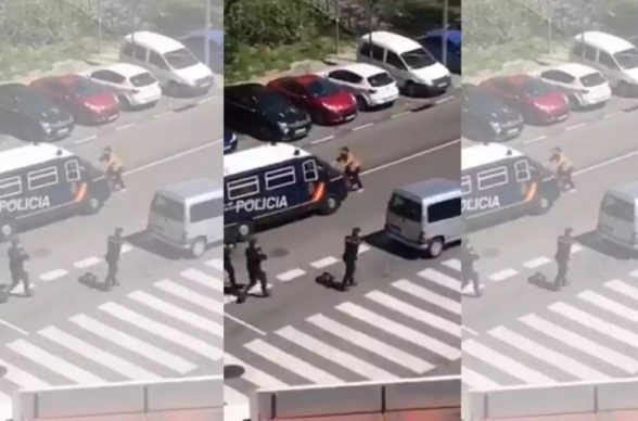 Մադրիդում սրերով զինված կիսամերկ տղամարդը հարձակվել է ոստիկանության աշխատակիցների վրա՝ պնդելով, թե վարակված է կորոնավիրուսով. РИА Новости