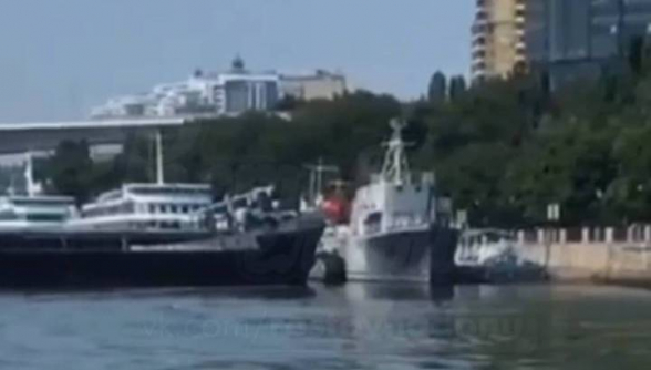 В Ростове-на-Дону столкнулись 2 корабля (видео)