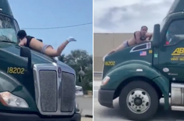 Во Флориде мужчина проехал на капоте грузовика 14 километров