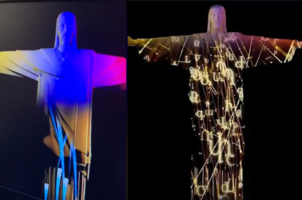 Статуя Иисуса Христа в Рио-де-Жанейро окрасилась в цвета армянского триколора (видео)