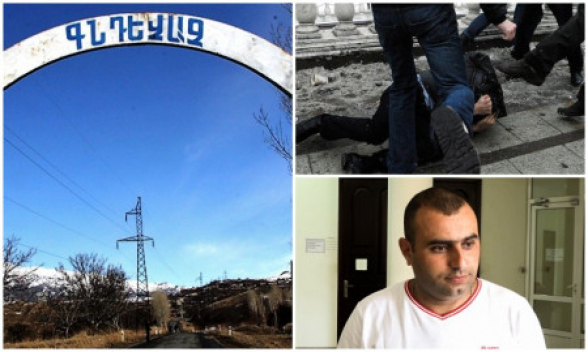 Գնդեվազում հանքի դեմ պայքարող խմբակի անդամներից երեքը ռազբորկի են կանչում հանքում աշխատող տղերքին ու ձողերով, մահակներով ծեծում