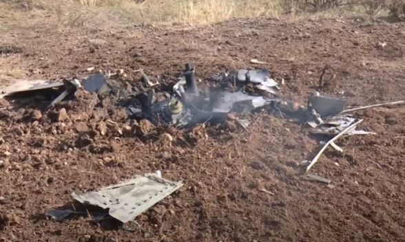 Сбитый сегодня в небе Арцаха очередной БПЛА противника (видео)