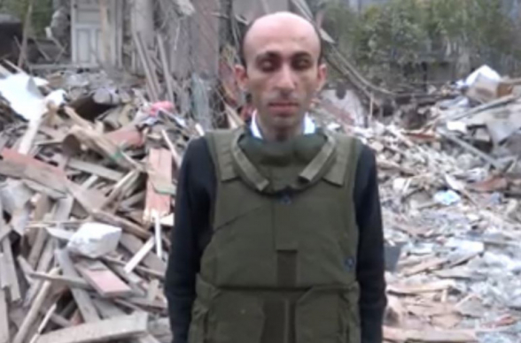 Омбудсмен Арцаха записал видеообращение из жилого района Степанакерта, где сегодня в результате ракетного обстрела с азербайджанской стороны погибли 3 человека