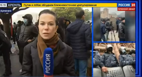 Российские телеканалы о митинге в Армении с требованием отставки Пашиняна (видео)