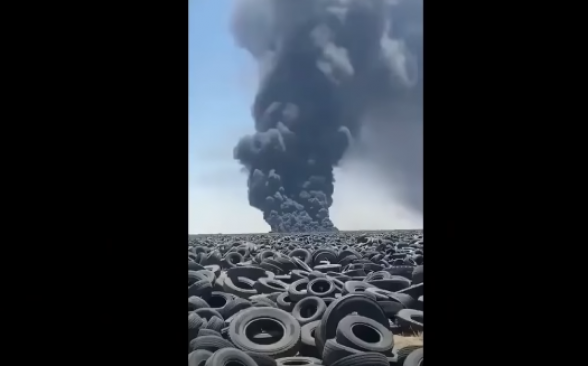 В Кувейте загорелась крупнейшая в мире свалка автомобильных шин (видео)