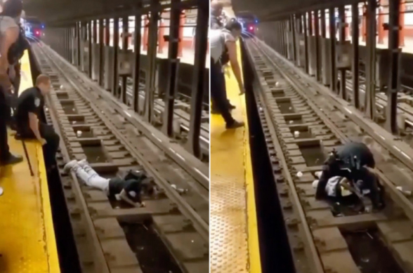 Նյու Յորքում տղամարդն ուշագնաց է եղել և ընկել գնացքի գծերի վրա. ոստիկանին հաջողվել է փրկել նրան գնացքի մոտենալուց վայրկյաններ առաջ