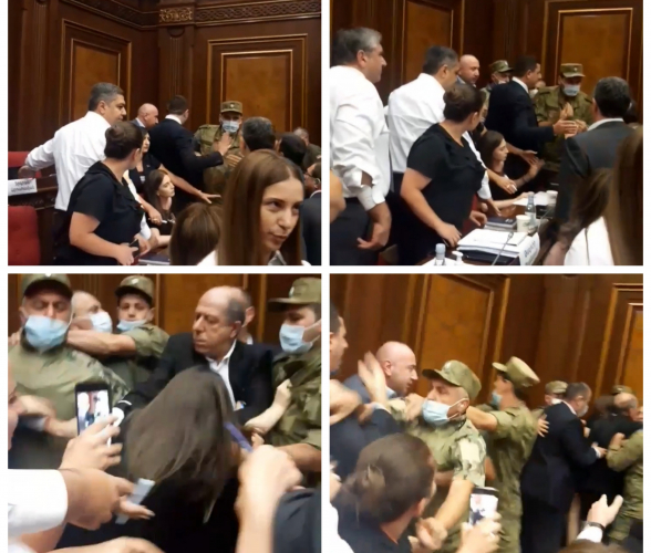 Скандал в парламенте Армении: попытка охраны вывести женщину-депутата привела к потасовке (видео)