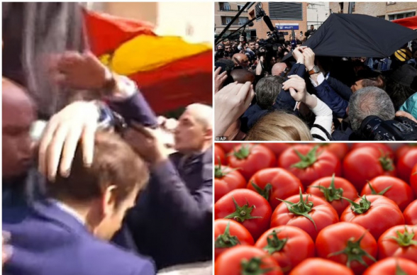 Макрона забросали помидорами