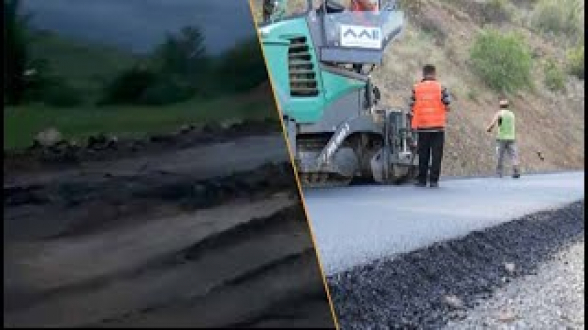 Отремонтированная дорога в Сюнике обрушилась спустя полгода (видео)