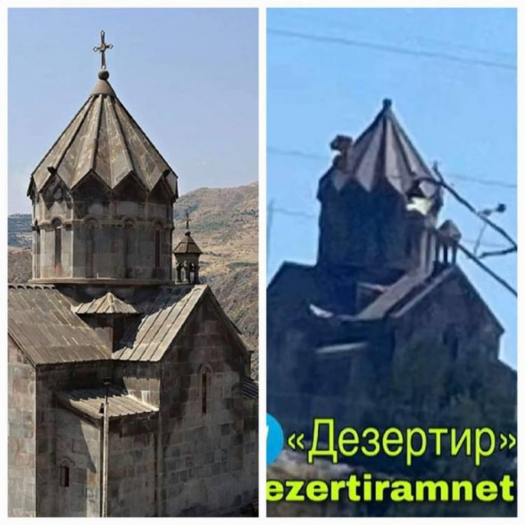 Ադրբեջանցիները պղծել` պոկել են Բերձորի Սուրբ Համբարձման եկեղեցու գմբեթների խաչերը