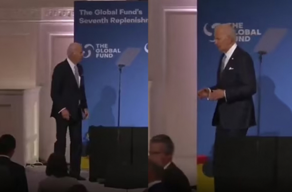 Байден потерялся на сцене после выступления в Нью-Йорке