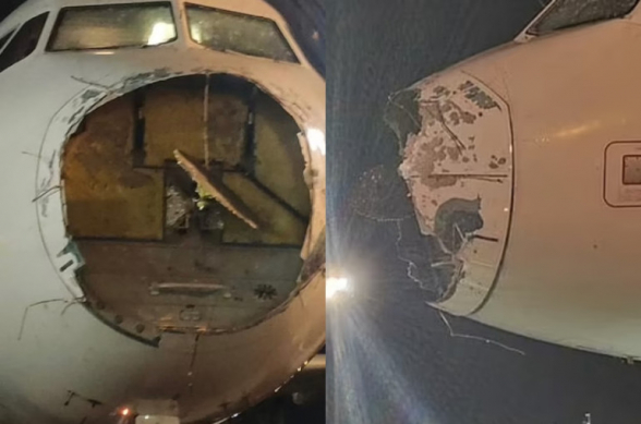 Պարագվայում ինքնաթիռի քիթը պոկվել է թռիչքի ընթացքում սաստիկ կարկտահարության ժամանակ (լուսանկարներ, տեսանյութ)