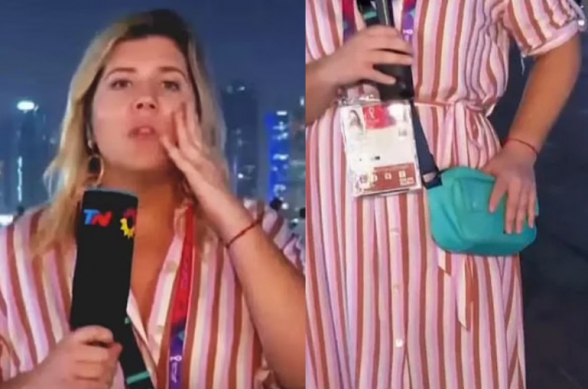 Журналистку ограбили во время прямого эфира с ЧМ-2022 в Катаре (видео)