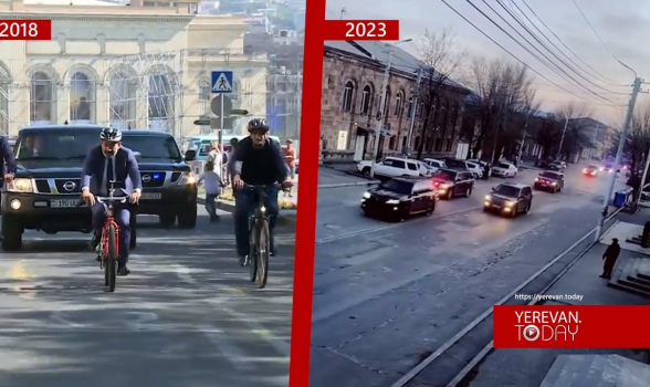Велосипед Пашиняна спустя 5 лет превратился в кортеж из 20 автомобилей (видео)