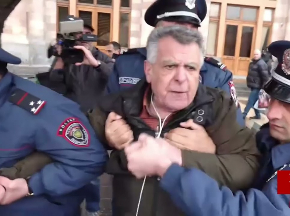 У здания правительства Армении пресекли попытку самосожжения (видео)