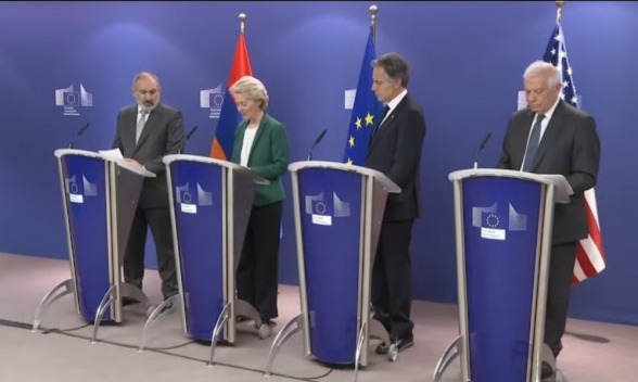 Никол Пашинян, Урсула фон дер Ляйен, Энтони Блинкен и Жозеп Боррель в Брюсселе выступают с заявлениями (видео)
