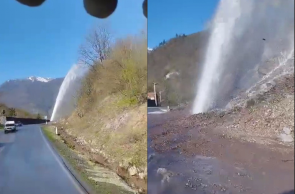 Վանաձոր-Ալավերդի-ՀՀ պետական սահման միջպետական ճանապարհին տեղի է ունեցել ջրատար խողովակի վթար (տեսանյութ)