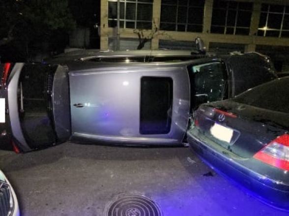 Օրբելու փողոցում բախվել են ավտոմեքենաներ, որոնցից մեկը կողաշրջվել է