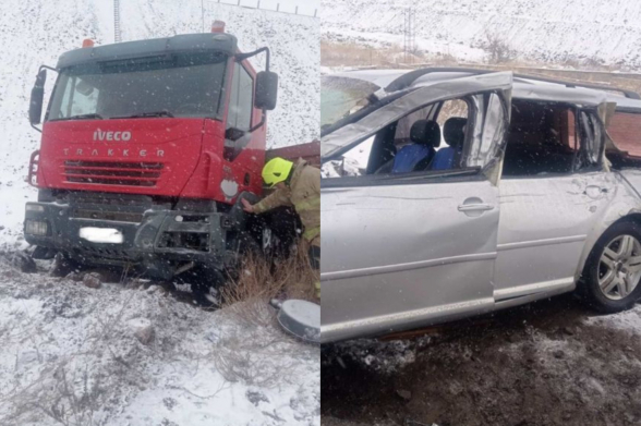 Երևան-Գյումրի ավտոճանապարհին բախվել են «Iveco»-ն և «Volkswagen»-ը. կան տnւժածներ