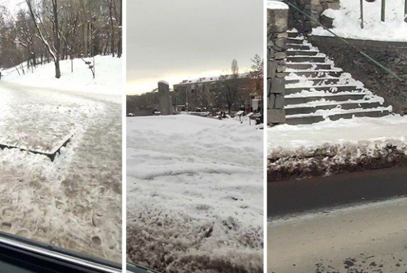 Նոր-Նորք վարչական շրջանի մայթերը մաքրված չեն (տեսանյութ)