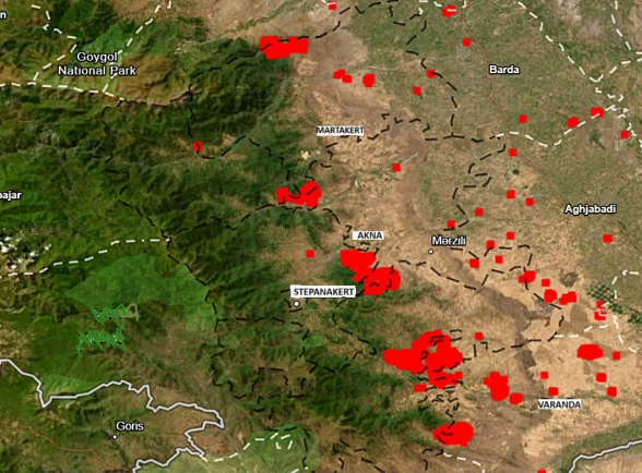 Оկուպաgված Արցախում բռնկված հրդեհների տարածման գոտում են հայտնվել Տիգրանակերտի պատմամշակութային արգելոցը, Ամարասի վանական համալիրը