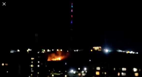 Հեռուստաաշտարակի հարևանությամբ կանաչ տարածքը կրկին այրվում է (տեսանյութ)